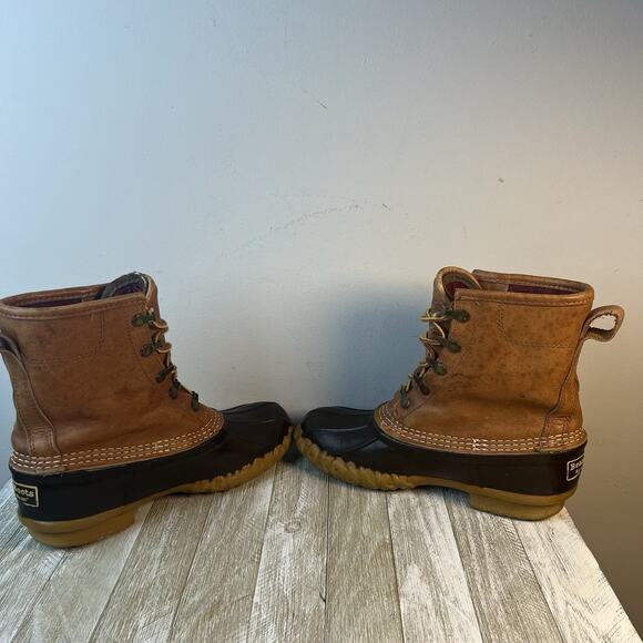 LL Bean Women’s 7 Maine Duck Boots Brown Leather Rubber Hunting Made in USA VTG - Picture 11 of 12